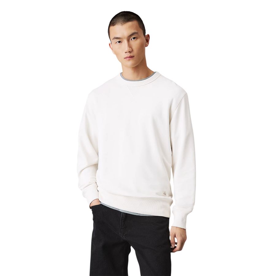 Woven Label Crew Neck Felpa in cotone da uomo Calvin Klein | J30J327115YBI